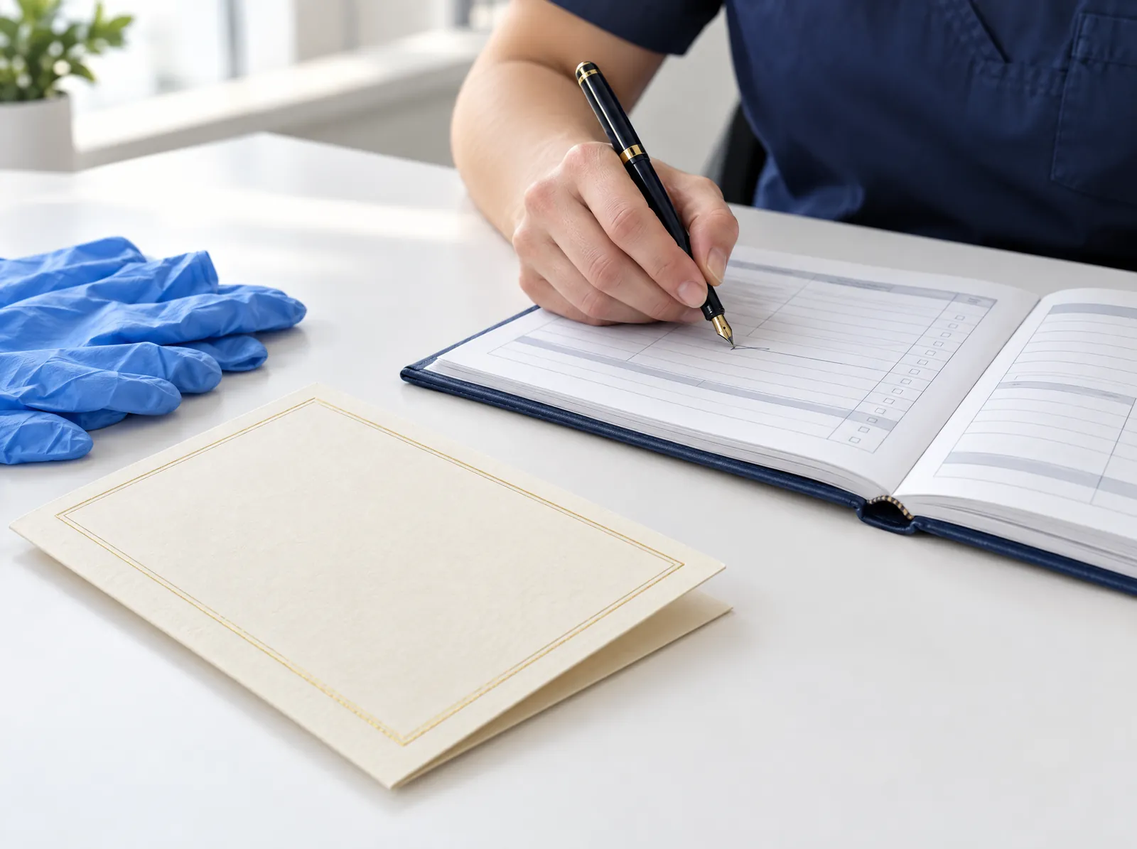 An educator signs a trainee's competency logbook